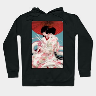 Geisha and white dragon 94006 Hoodie